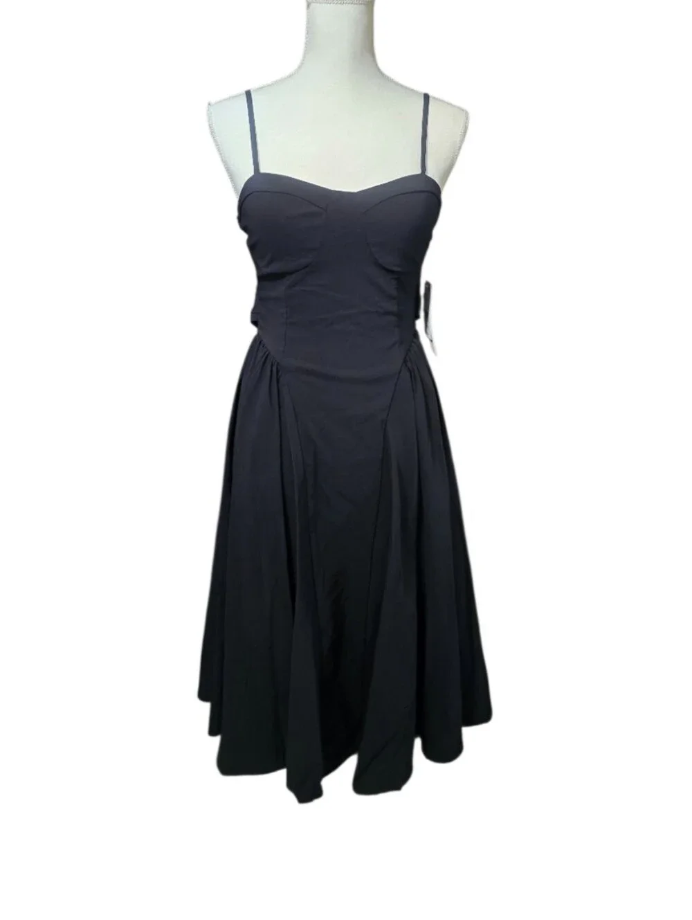 Fit-and-Flare Black Circle Skirt with Spaghetti Straps